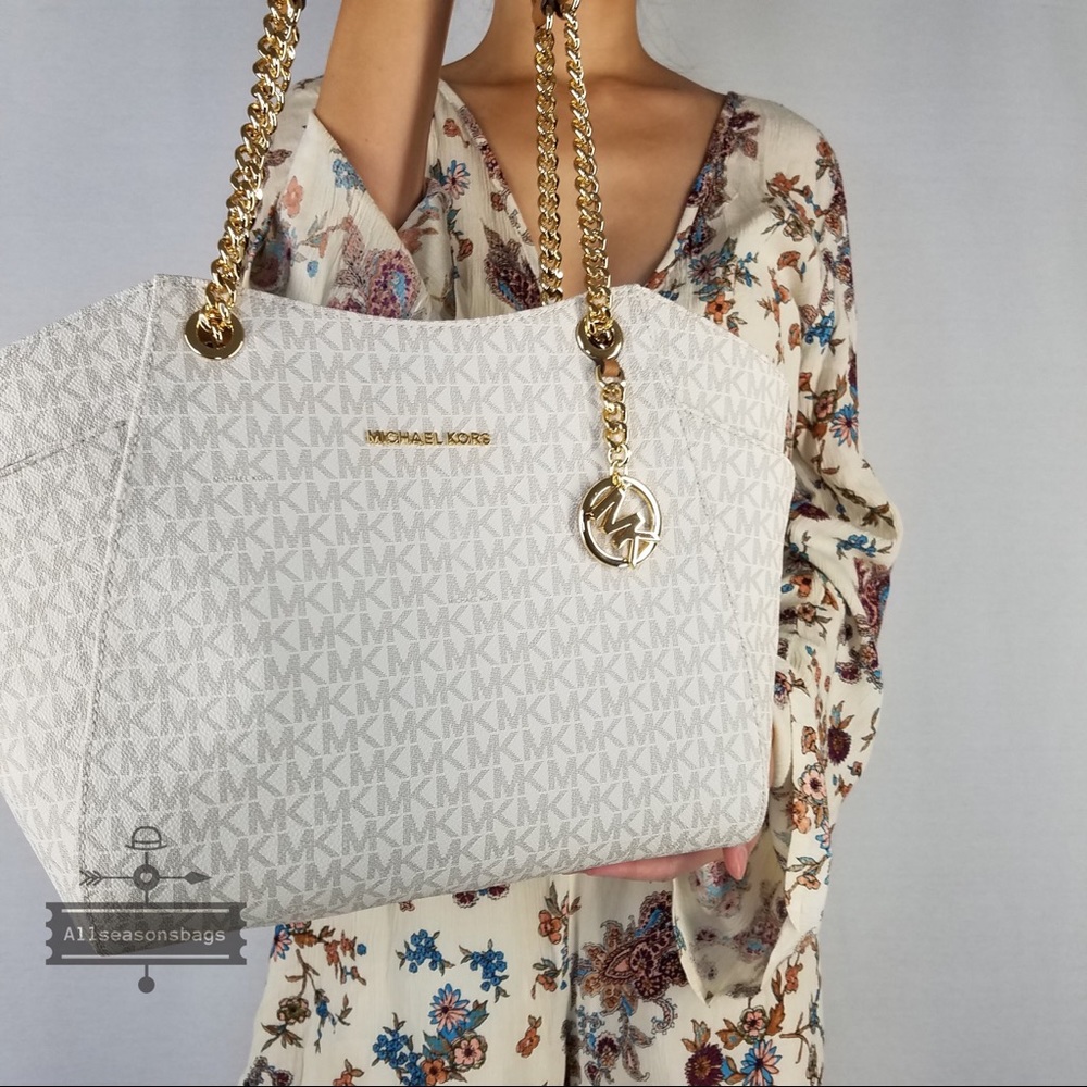 Michael Kors Vanilla Large chain tote Jet set bag - Picture 7 of 8